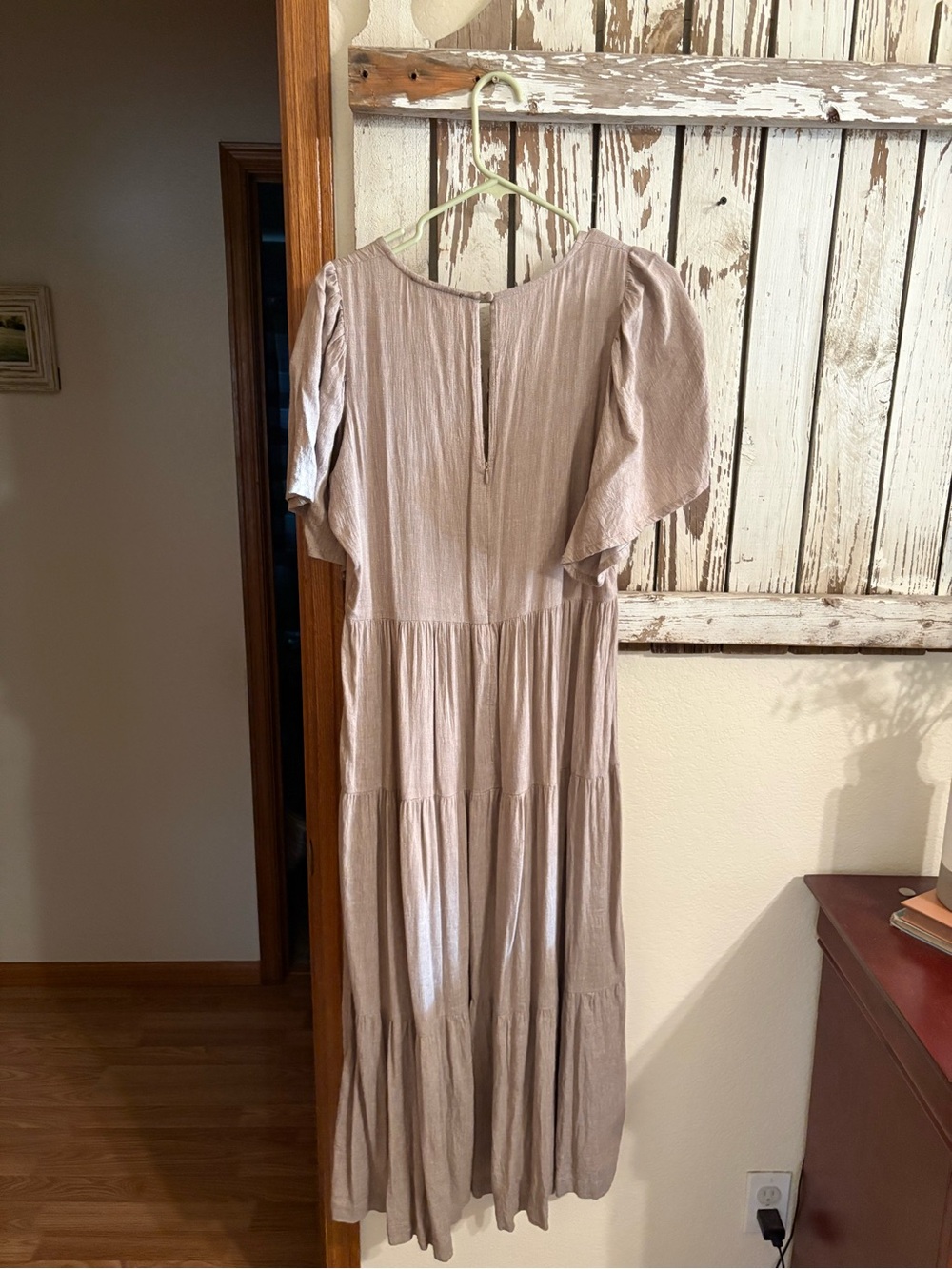 ABLE Women’s Tiered Midi Dress in Light Taupe - Picture 3 of 5
